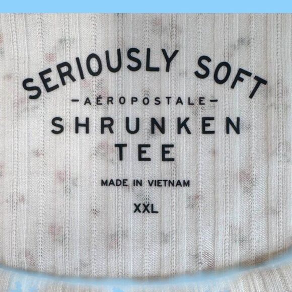 Aeropostale Seriously Soft Shrunken Tee XXL Floral Print White Long Sleeve NEW - Picture 3 of 6